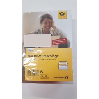 100 Briefumschläge DIN lang weiß selbstklebend o.F.