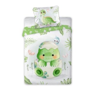 Baby-Bettwäsche „Dinobaby“ 100x135 + 40x60, 100 % Baumwolle, Reißverschluss, 60 °C