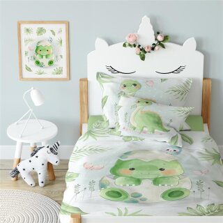 Baby-Bettwäsche „Dinobaby“ 100x135 + 40x60, 100 % Baumwolle, Reißverschluss, 60 °C