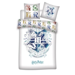 Harry Potter Bettwäsche 135 x 200cm "Hogwarts Wappen weiß"
