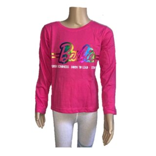 Langarm- Shirt, pink, mit farbigem Schriftzug "Barbie", Größen 104 bis 134