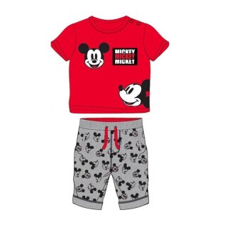 Baby Set Kurzarm- Shirt rot mit grauer Hose, Mickey Mouse Motiv 68
