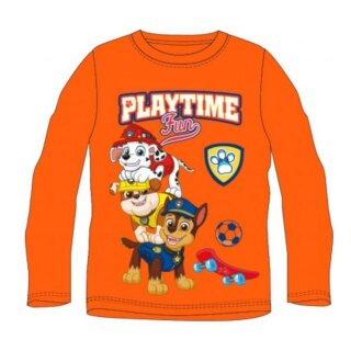 Paw Patrol Langarm-T-Shirt für Jungen - "Playtime Fun" Design, 100% Baumwolle, orange,110