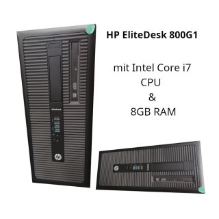 HP EliteDesk 800 G1 TWR mit Intel Core i7-4770 CPU @ 3,4GHz, ohne Festplatte
