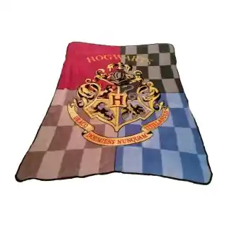 Fleecedecke farbiges Hogwarts Wappen  - Magische Harry Potter Decke 120 x 150cm