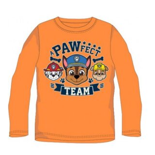 Paw Patrol Langarm-T-Shirt für Jungen - "PAWFECT TEAM" Design, 100% Baumwolle, orange,110