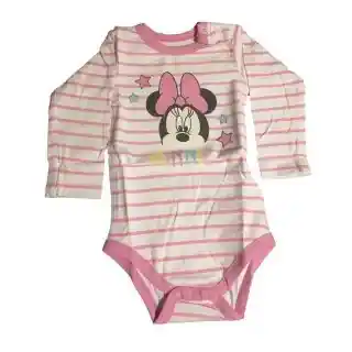 Langarm-Body für Kleinkinder - "Minnie" - weiß-rosa gestreift