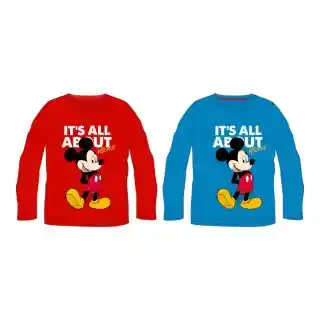 Mickey Mouse "Its all about" Langärmeliges T-Shirt für Jungen | Rot & Blau