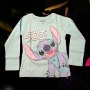 Langarm-Shirt für Mädchen - Stitch-Motiv | Grau oder Blau | Größen 98-128
