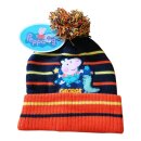 Warme Peppa Pig Strickmütze mit Bommel  / Bommelmütze, Größen 52, oder 54