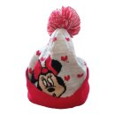Minnie Mouse Strickmütze für Mädchen | Rot-Grau | 100% Acryl | 52 & 54