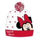 Minnie Mouse Strickmütze für Mädchen | Rot-Grau | 100% Acryl | 52 & 54