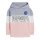 Mädchen-Sweatshirt mit silbernem NASA-Schriftzug | Grau-Weiß-Rosa gestreift, 134/140