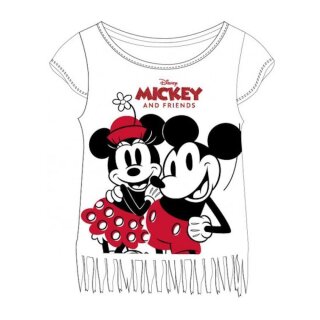 Mickey & Minnie Mouse Kurzarm-Shirt mit Franzen für Mädchen |  Leicht & Luftig weiß,164