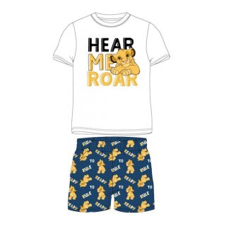 Kurzer König der Löwen Pyjama „Hear Me Roar“ | 100% Baumwolle | weiß-blau,116
