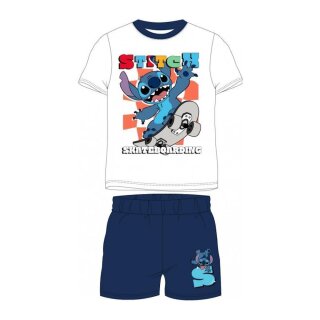 Kurzer Stitch Jungen-Pyjama „Skateboarding“ | weiß-blau,116
