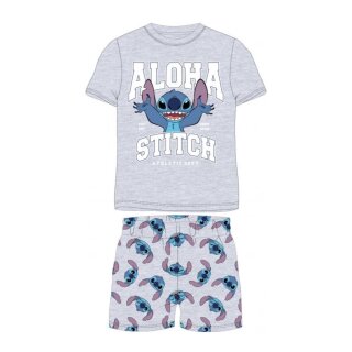 Stitch "Aloha" Pyjama , Kurzes Oberteil, kurze Hose, grau,122