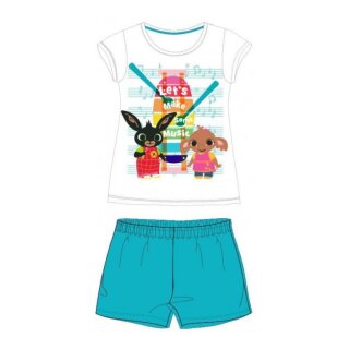 Kurzer Pyjama für Mädchen | Motiv: Bing "Its a Bing Thing" weiß-türkis,104