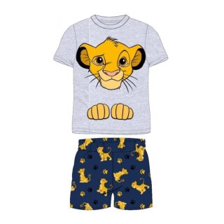 Kurzer Pyjama für Jungen "Simba-Motiv" | König der Löwen | grau-blau,128
