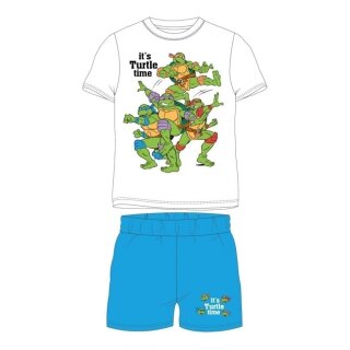 Turtles Jungen-Pyjama "its Turtle time"| Kurzarm | weiß/blau,110