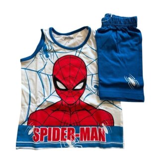 Kurzer Jungen-Pyjama "Spiderman"  | weiß-hellblau,98