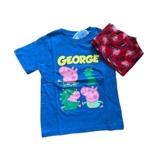 Kurzer Peppa Pig Jungen-Pyjama „George“ | Grau-blau oder Blau-rot |  blau-rot,128