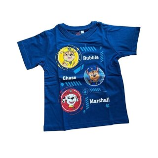 Kurzärmliges Paw Patrol-Tshirt für Jungen | "Rubble, Chase, Marshall" | Hellblau oder Dunkelblau | dunkelblau,116