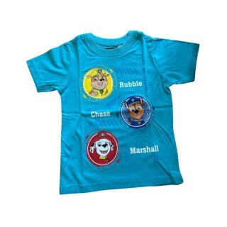Kurzärmliges Paw Patrol-Tshirt für Jungen | "Rubble, Chase, Marshall" | Hellblau oder Dunkelblau | hellblau,104