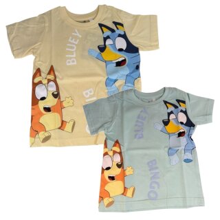 Bluey & Bingo Kurzarm-T-Shirt für Jungen | Gelb oder Blau |Größen 92-116