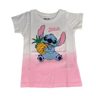 Stitch-Kurzarm-Shirt für Mädchen | Weiß-Rosa oder Weiß-Türkis | weiß-rosa,98