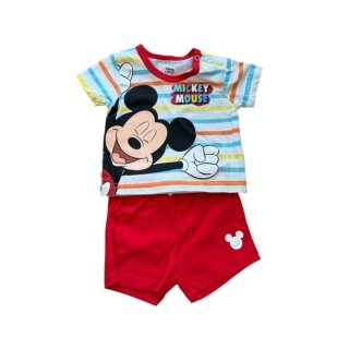 Mickey Mouse Baby-Bekleidungs-Set für Jungen | kurzes Shirt & kurze Hose |  weiß-rot,68