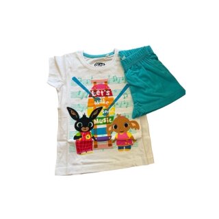 Kurzer Pyjama für Mädchen | "Bing" | Weiß-Türkis oder Grau-Pink | weiß-türkis,116
