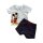 Jungen-Baby Set | Kurz | "Mickey Mouse"  | Wei&szlig;-Dunkelblau oder Grau-Hellblau |  wei&szlig;-dunkelblau,62