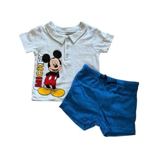 Jungen-Baby Set | Kurz | "Mickey Mouse"  | Weiß-Dunkelblau oder Grau-Hellblau |  grau-hellblau,80