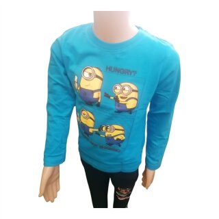 Minions Jungen Langarm-Shirt | "Hungry?" | Blau,122