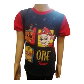 Kurzärmliges PAW Patrol-T-Shirt für Jungen | "One Team" | dunkelblau-rot,110