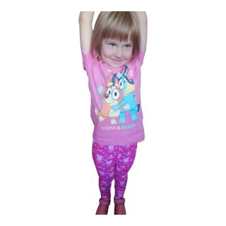 Bluey & Bingo Mädchen T-Shirt „Freunde“ 98–116, 100 % Baumwolle, Kurzarm, Rosa/Weiß