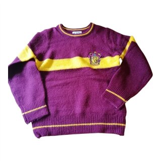 Gryffindor Strickpullover | Braun mit gelbem Streifen | gesticktes Logo