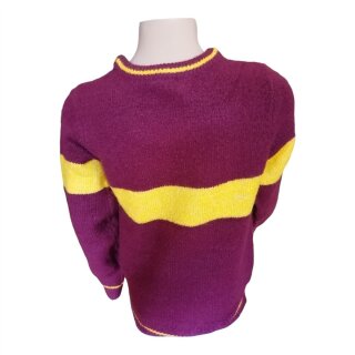 Gryffindor Strickpullover | Braun mit gelbem Streifen | gesticktes Logo 122
