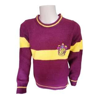 Gryffindor Strickpullover | Braun mit gelbem Streifen | gesticktes Logo 128