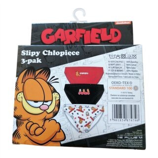3er Pack Jungen-Slips | Garfield | Rot • schwarz • Weiß 110/116
