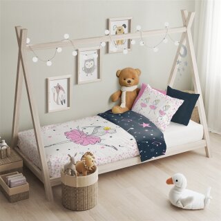 Baby-Bettwäsche „Traumtänzerin“ – Ballerina | 100×135 cm + 40×60 cm | 100 % Baumwolle | 2-teilig | mit Reißverschluss | atmungsaktiv & pflegeleicht