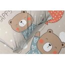 Baby-Bettwäsche "Happy Bear"| 100×135 cm + 40×60 cm | 100 % Baumwolle | 2-teilig | mit Reißverschluss | atmungsaktiv & pflegeleicht