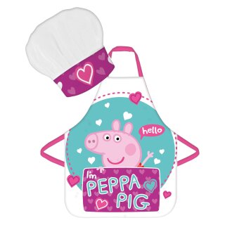 Peppa Pig Kinder Kochschürzen-Set „I’m Peppa Pig“ | Schürze + Kochmütze | 100 % Polyester