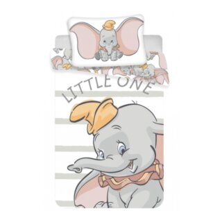 Disney Dumbo Baby-/Kinder-Bettwäsche 100x135 + 40x60 | 100 % Baumwolle | Reißverschluss