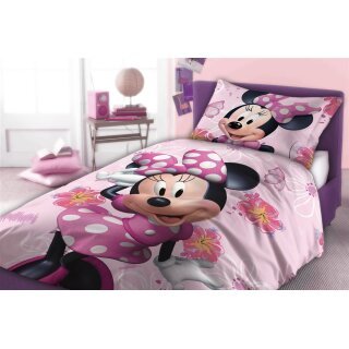 Kinder-Bettwäsche „Minnie Mouse – Happy Day“ 140x200 + 70x90 | 100 % Baumwolle | Reißverschluss