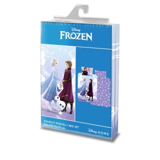 Kinder-Bettwäsche „Frozen – Anna, Olaf & Elsa“ 140x200 + 70x90 | 100 % Baumwolle | Reißverschluss