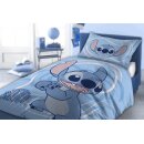 Kinder-Bettwäsche „Stitch hat eine Idee“ 160x200 + 70x80 | 100 % Baumwolle | Reißverschluss