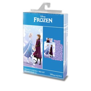 Kinder-Bettwäsche „Frozen – Anna, Olaf & Elsa“ 160x200 + 70x80 | 100 % Baumwolle | Reißverschluss