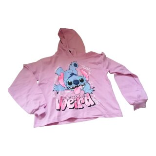 Kinder-Hoodie „Stitch – Embrace the Weird“ | Kapuze | 100 % Baumwolle | Rosa | Gr. 146/152